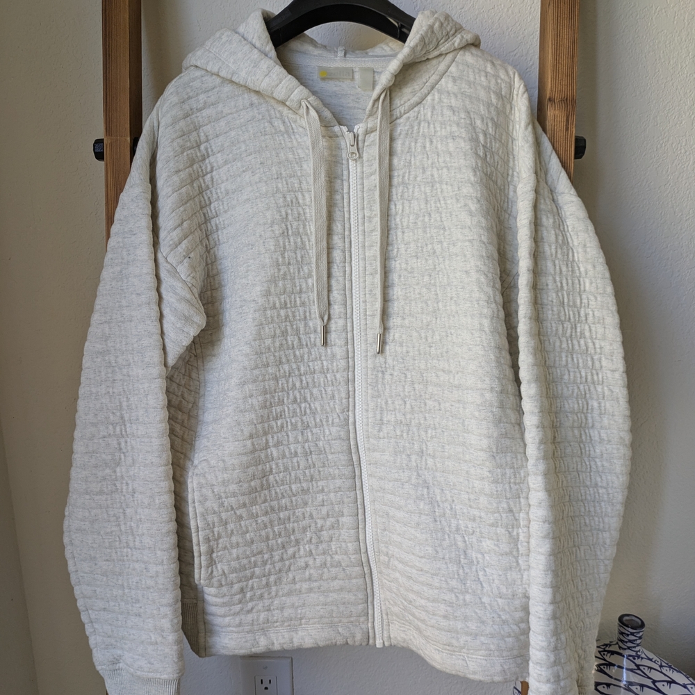 Zella Women Light Gray Full Zip Hoodie - Size L